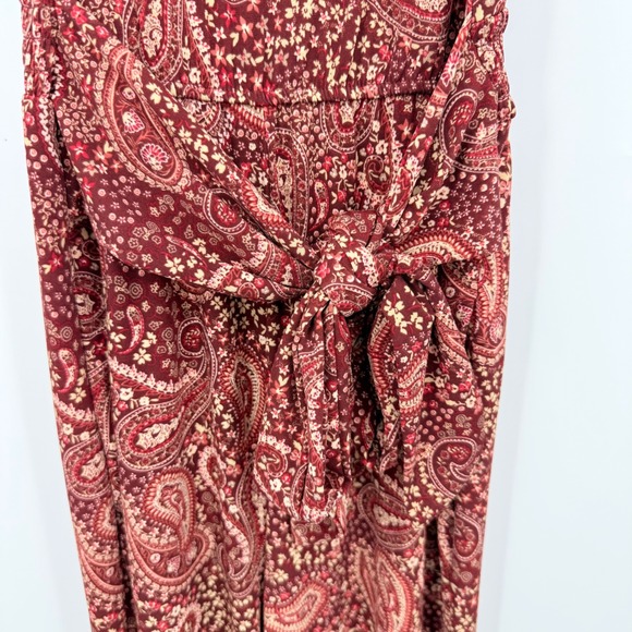 Maurices 24/7 Paisley Jumpsuit XS Sleeveless Smocked Waist Boho Festival Western - Picture 2 of 8